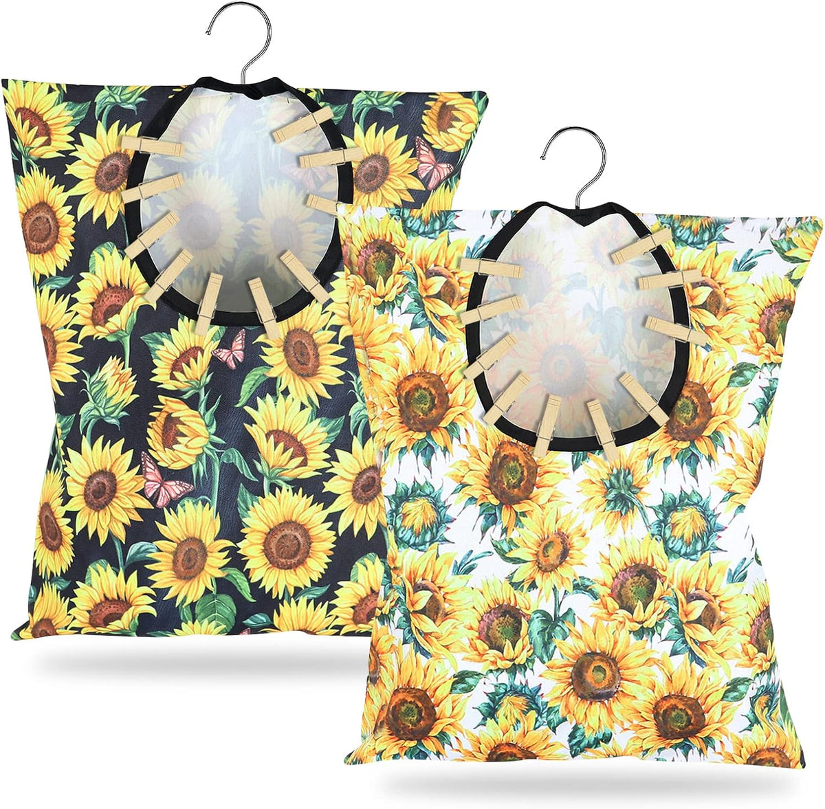 2 Pcs Sunflower Clothes Pin Bag Clothespin Bag Holder Clothespin Holder 15 X 11 Inch Clothes Pin