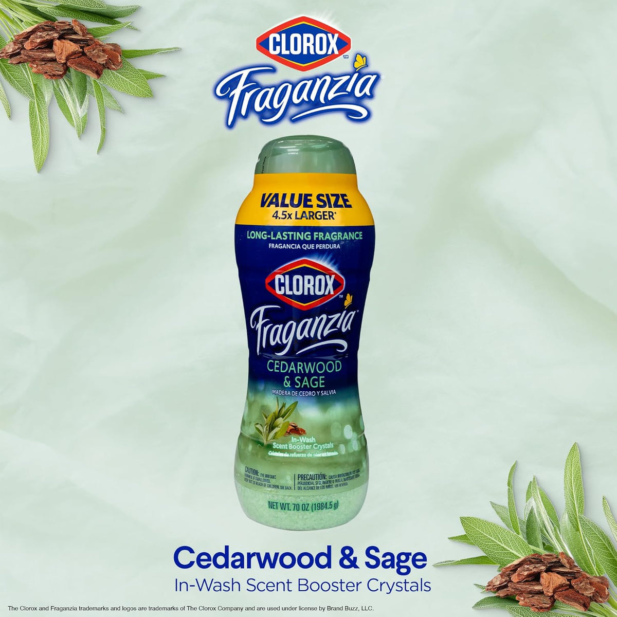 Clorox Fraganzia Laundry Scent Booster Crystals in Cedarwood & Sage Scent - Scented In-Wash