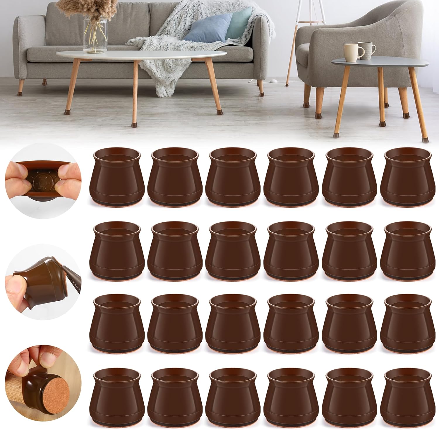 24PCS Upgraded Silicone Chair Leg Floor Protectors for Hardwood Floors, Furniture Sliders for Chair