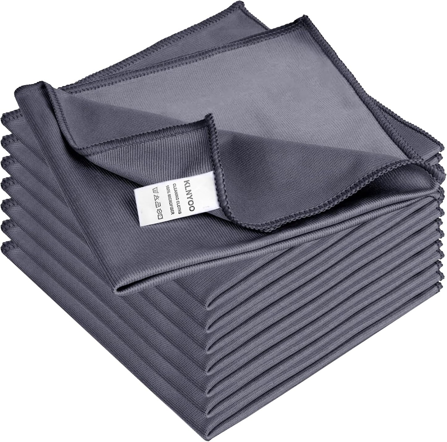 KLNYOO Microfiber Glass Cleaning Cloths Lint Free Streak Free Quickly and Easily Clean Windows &