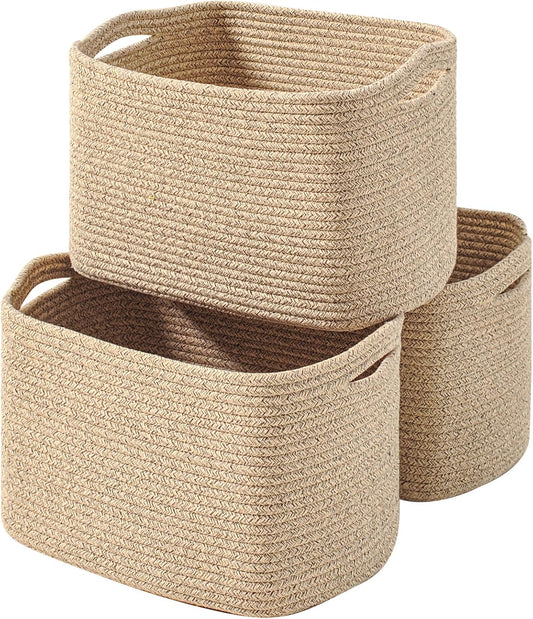 Decorative Storage Baskets for Organizing Shelves, Toy Basket for Nursery, Woven Cotton Rope