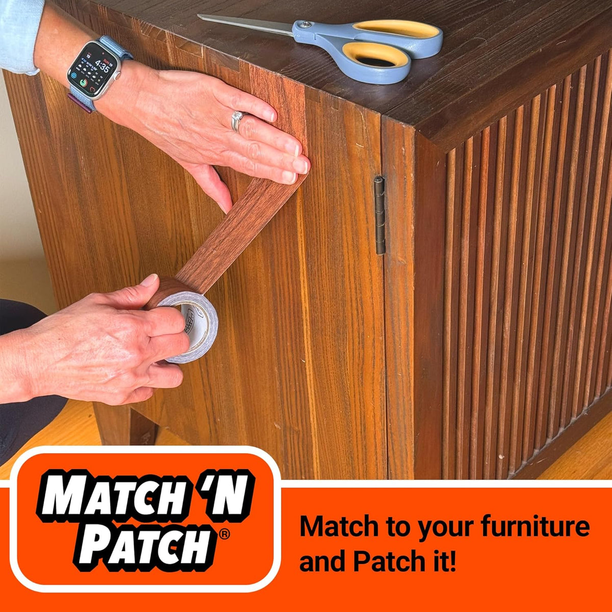 MATCH 'N PATCH Realistic Wood Grain Repair Tape - Durable Multi-Use Adhesive Tape for Furniture