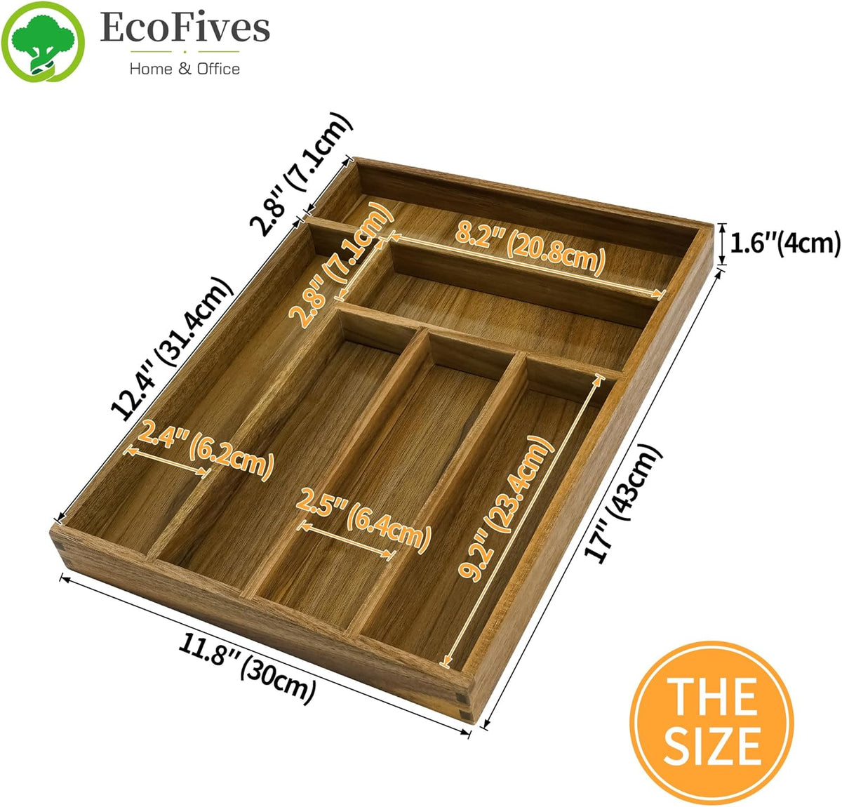 Luxury Acacia Kitchen Drawer Organizer - Silverware Organizer - Utensil Holder and Cutlery Tray