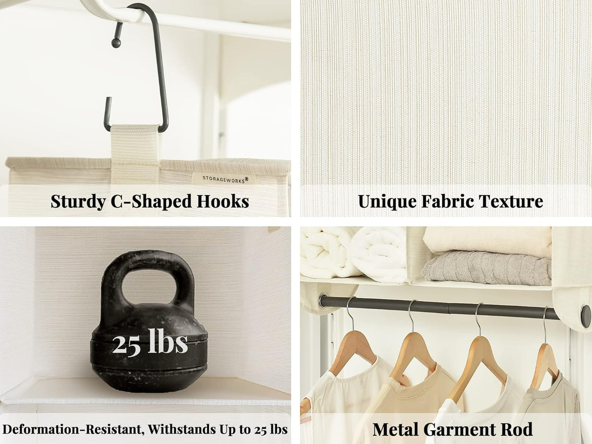 StorageWorks Hanging Closet Organizer with Metal Rod, 4-Section Closet Organizers and Storage