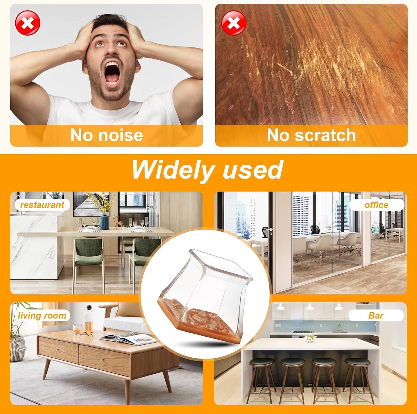 CHUNZEXI 32 Pack Square Chair Leg Floor Protectors for Hardwood Floors, Silicone Felt Covers Pads