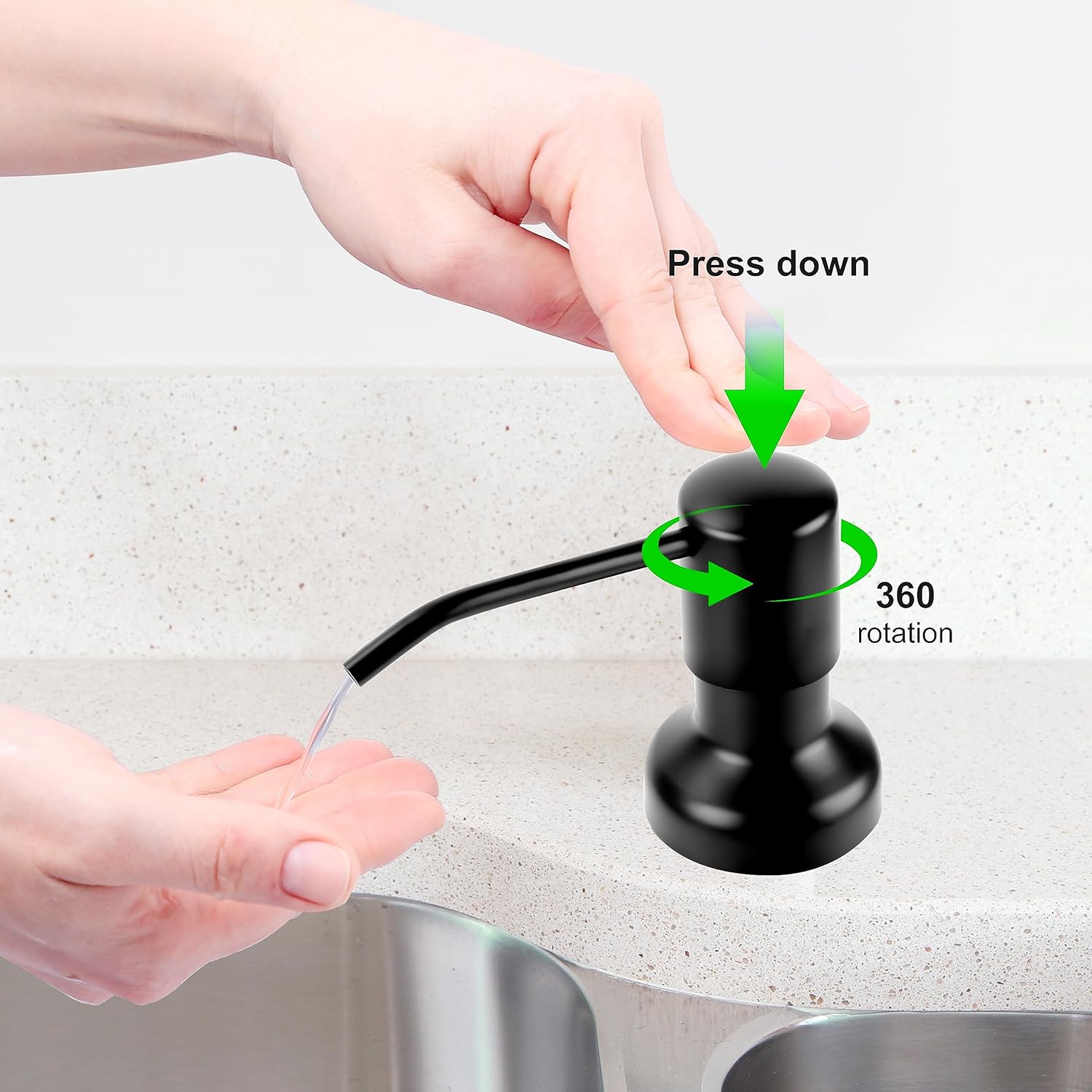 Soap Dispenser for Kitchen Sink, Sink Soap Dispenser with Longer Threaded Shaft Shank, 47"