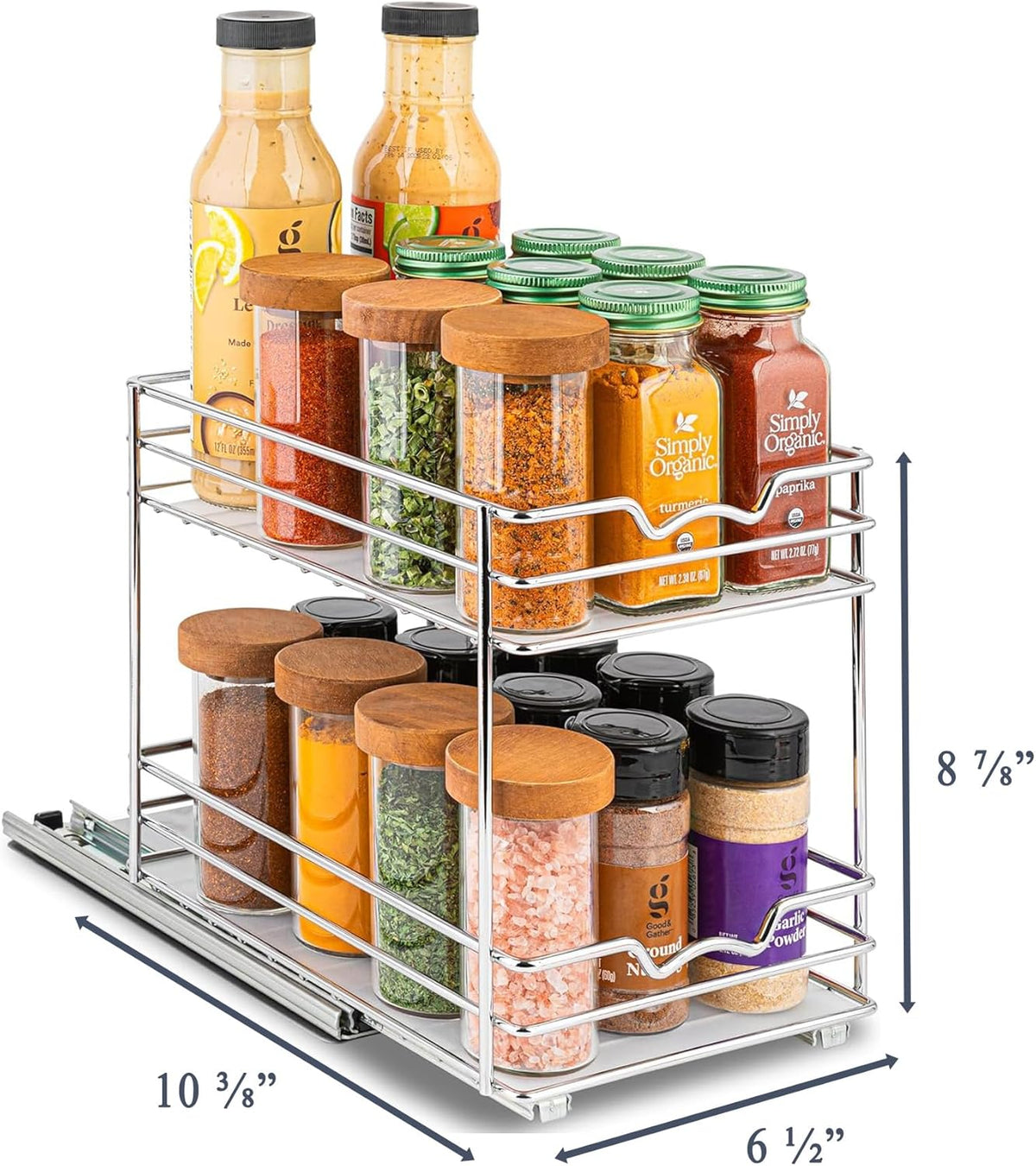 Pull Out Cabinet Organizer for Spices, Cans - Heavy Duty with Lifetime Limited Warranty- Pull Out