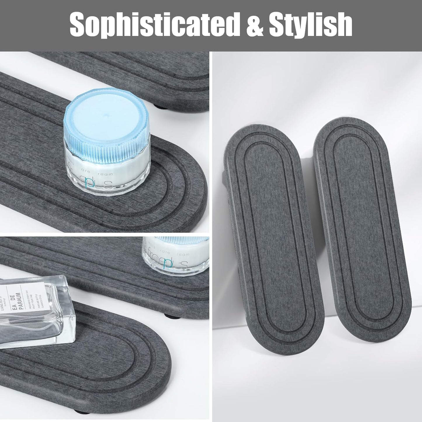 2PCS Water Absorbing Stone Tray, Fast Drying Diatomite Stone Sink Tray, Water Absorbent Diatomite