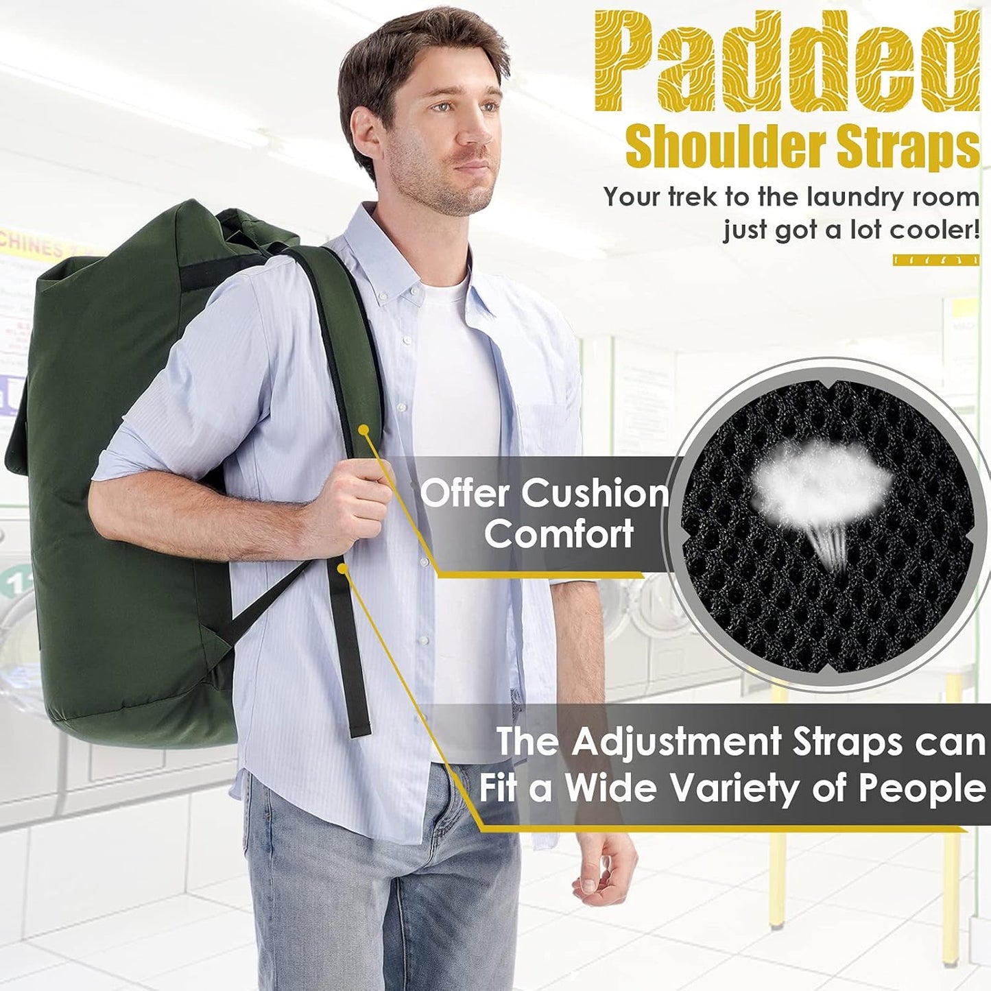 Laundry Bags Extra Large Heavy Duty, 115L Laundry Backpack, Sturdy Laundry Bag with Shoulder
