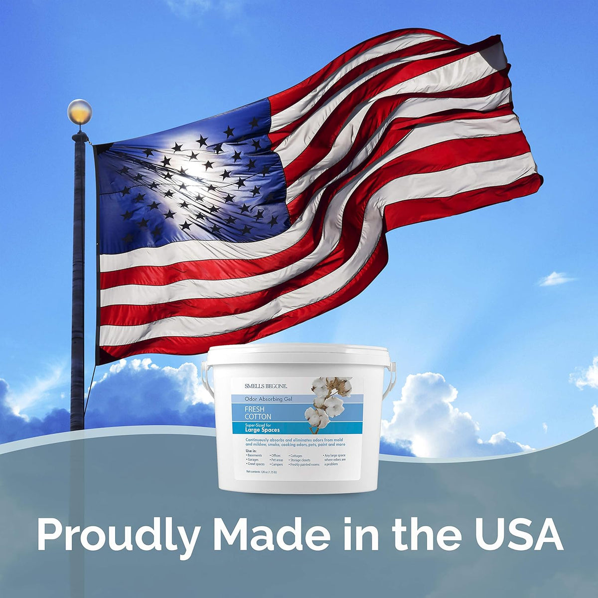 SMELLS BEGONE 1-Gallon Odor Absorber Gel - Air Freshener & Odor Eliminator for Homes, Garages &