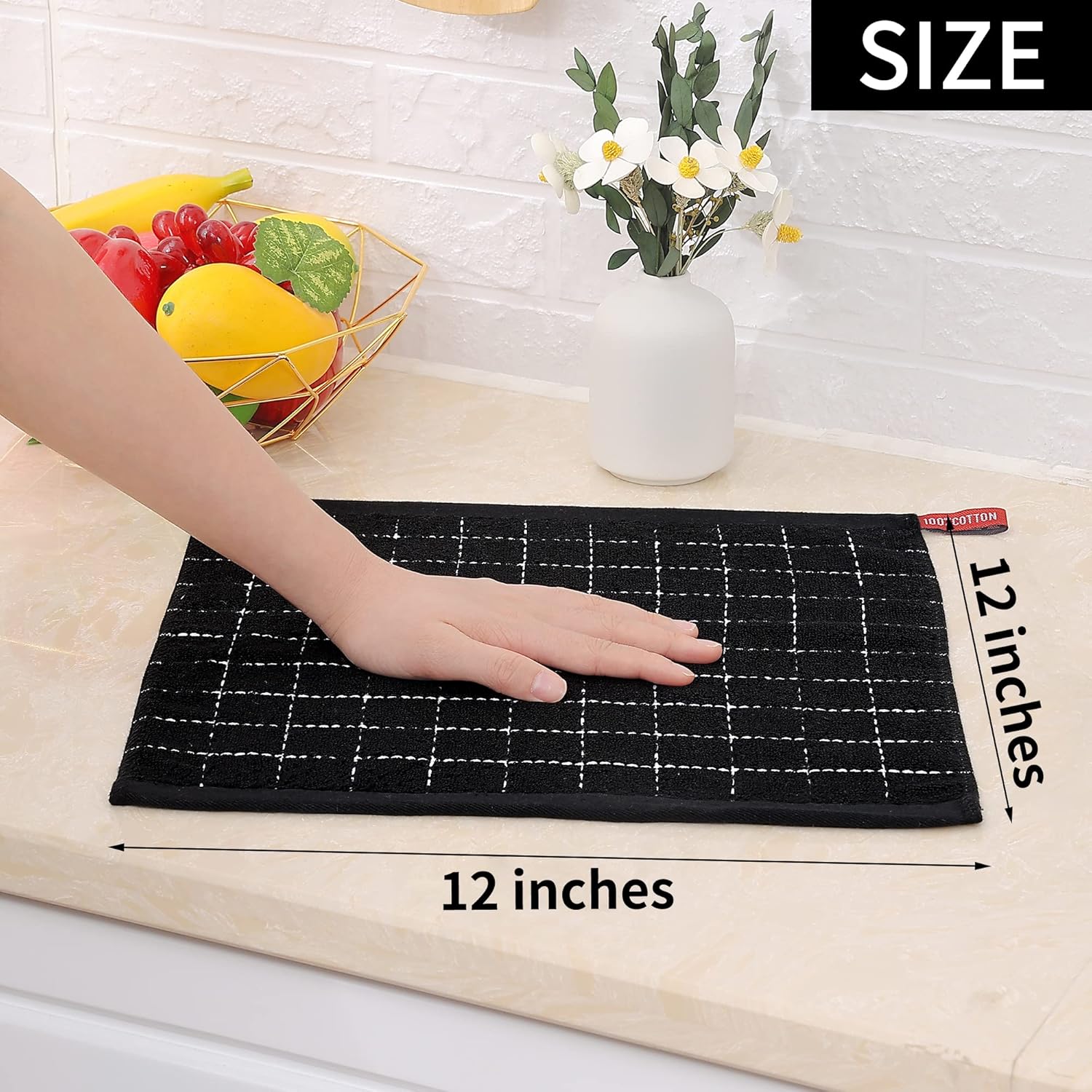 Homaxy 100% Cotton Terry Kitchen Dish Cloths, Ultra Soft and Absorbent Dish Towels for Kitchen