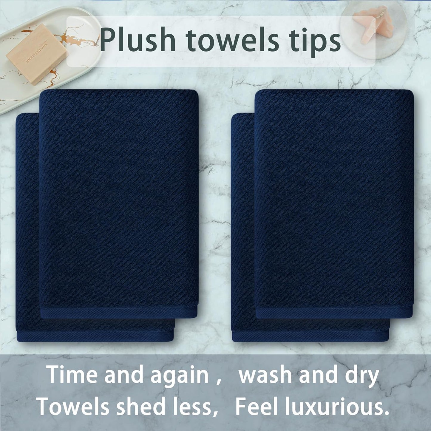 VOOVA & MOVAS Bath Towels, Large 30" x 56" - 100% Cotton | Quick Dry | Light Weight | Thick | Soft