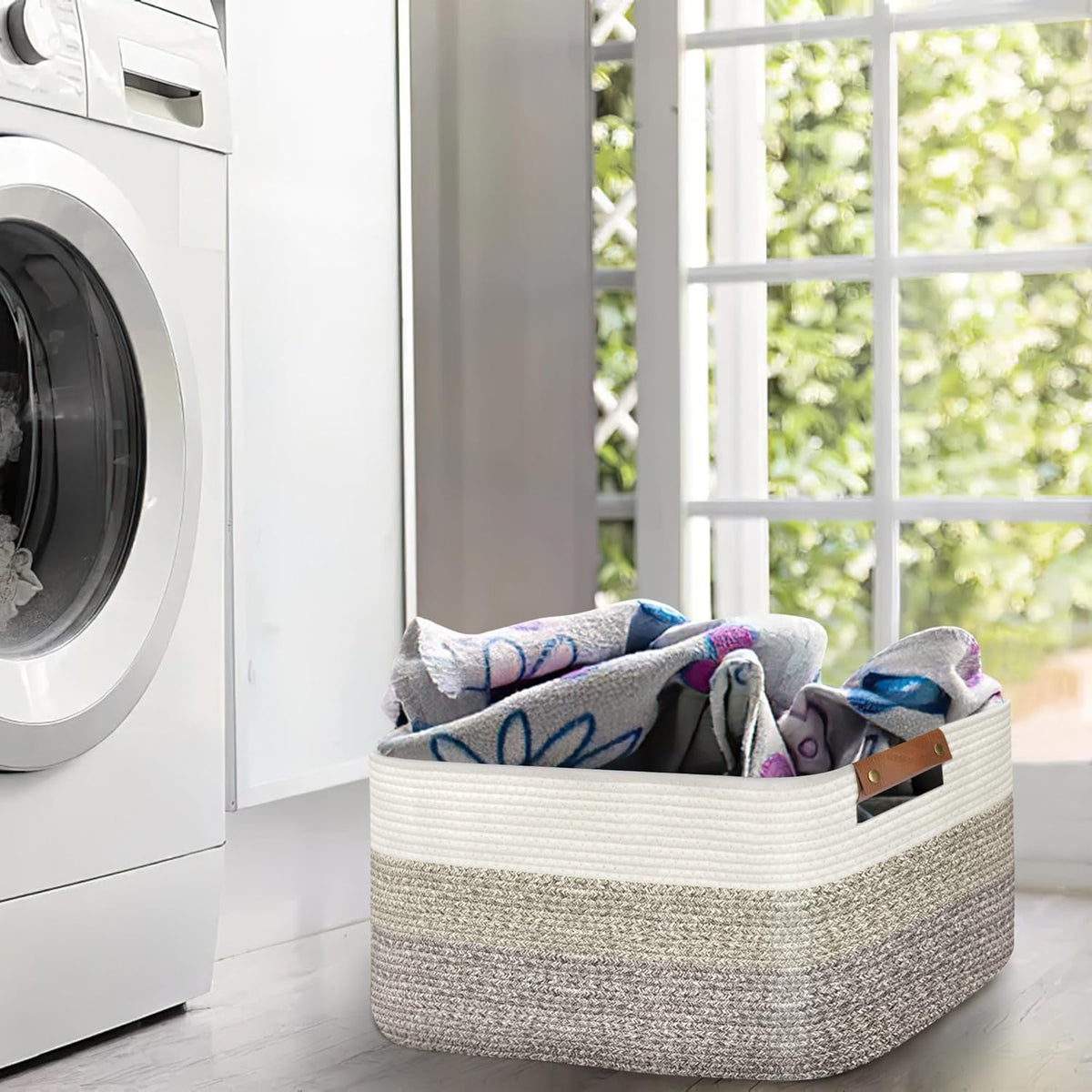 Large Collapsible Laundry Basket, Clothes Hamper for Blanket, Toy, Towels, Woven Baskets for