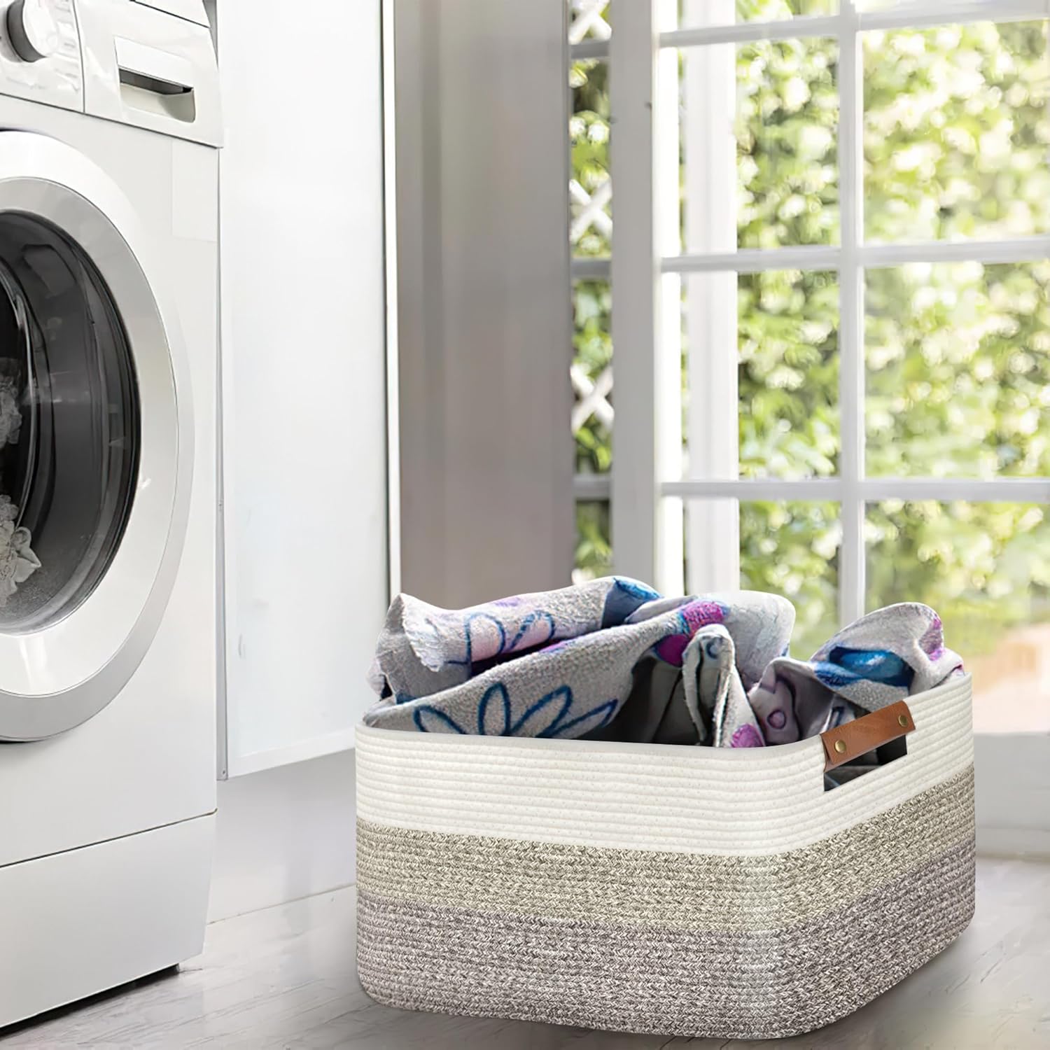 Large Collapsible Laundry Basket, Clothes Hamper for Blanket, Toy, Towels, Woven Baskets for