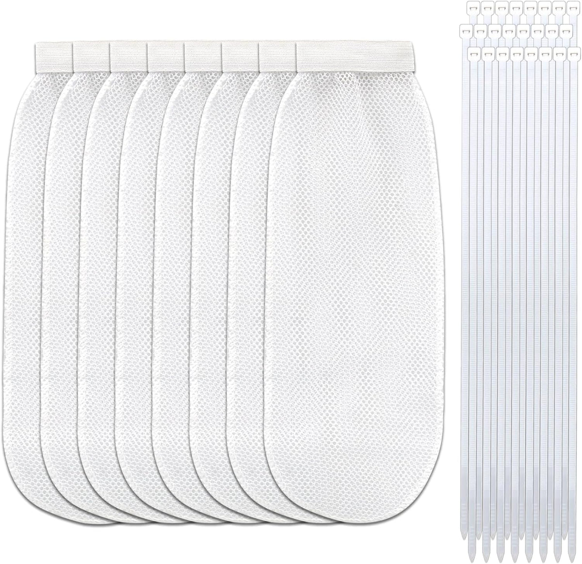 32-Piece Lint Trap and Cable Ties Set for Washing Machine, Includes 8 Nylon Mesh Lint Traps and 24