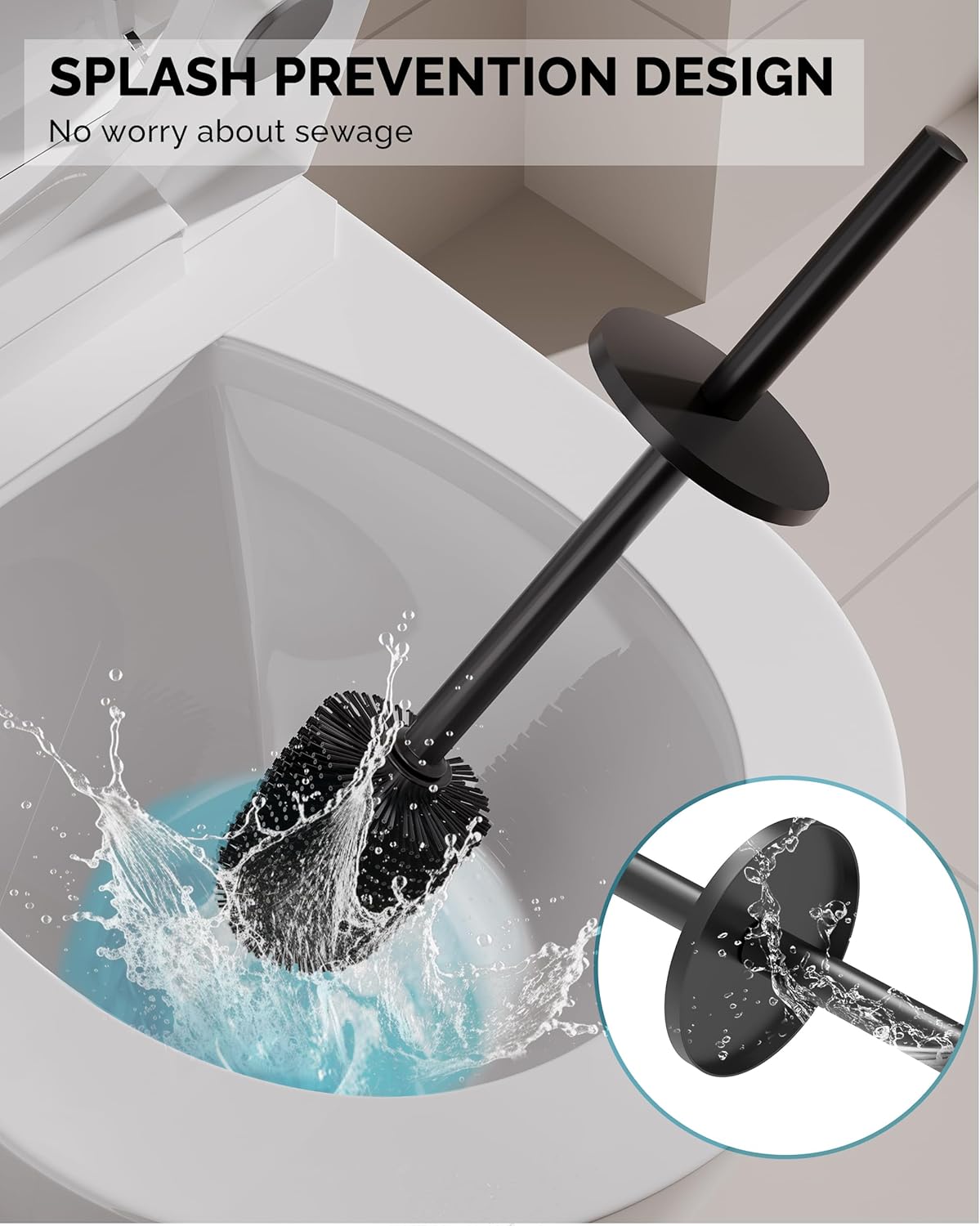 Toilet Brush and Holder Set, Stainless Steel Toilet Bowl Brush with Lid, Rust Proof Toilet Cleaner