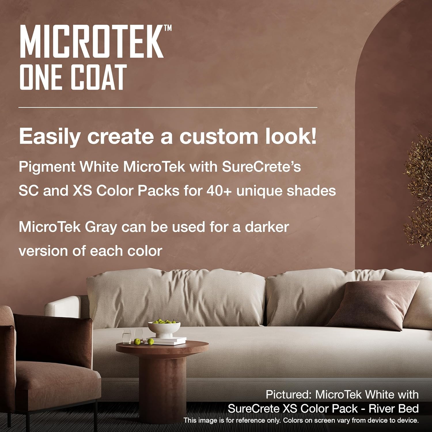 SureCrete MicroTek One Coat | Gray | 40 lb Bag | Microcement Overlay for Interior & Exterior Walls