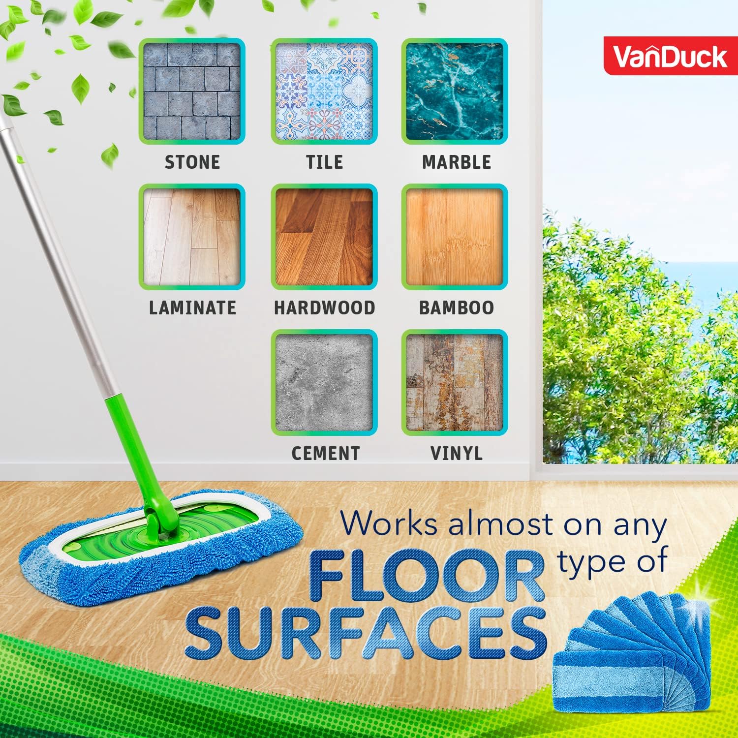 VanDuck Reusable Pet Heavy Duty Mop Pads Compatible with Swiffer Sweeper (2-Pack) - Washable