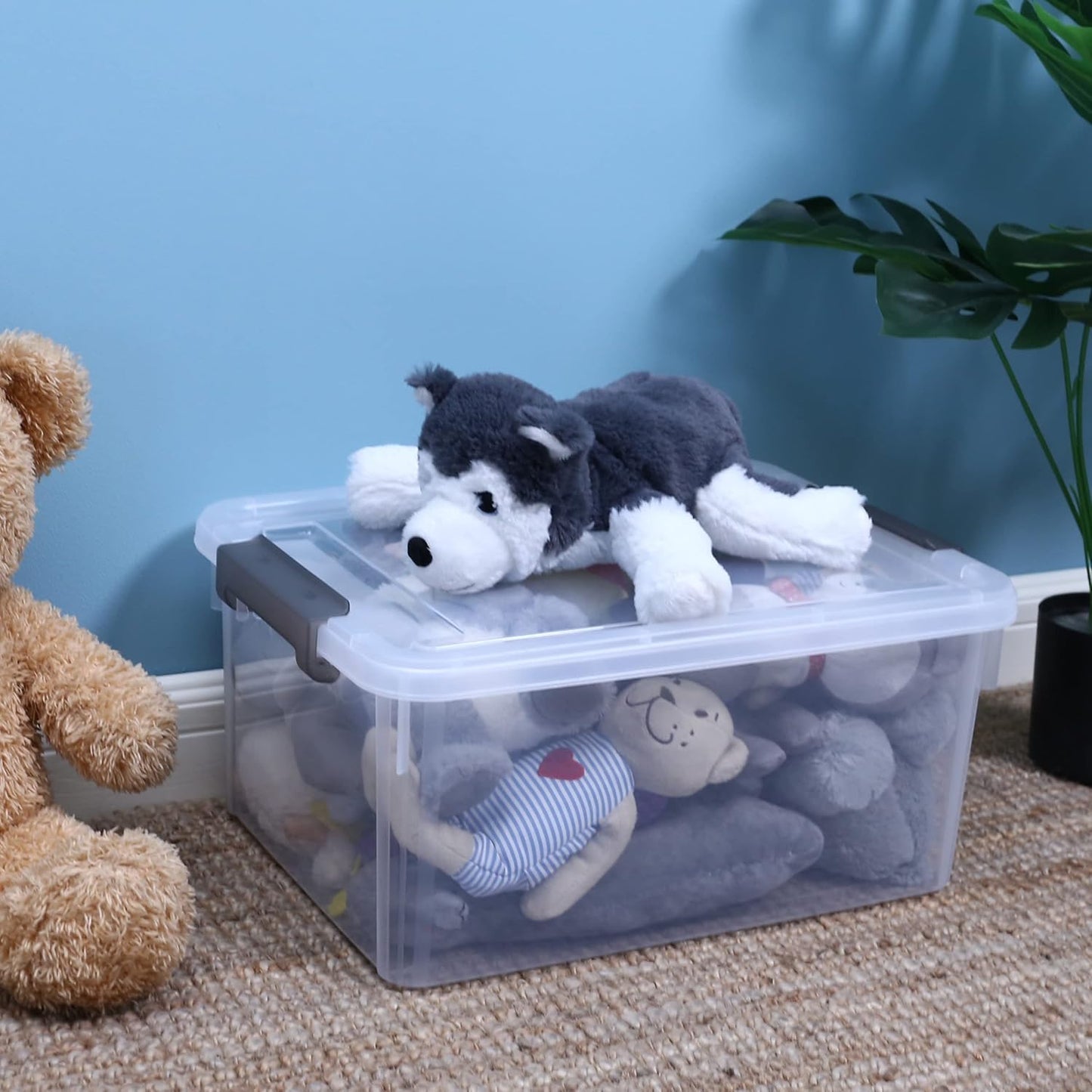 Citylife 6 Packs 17 QT Plastic Storage Bins with Lids Large Stackable Storage Containers for