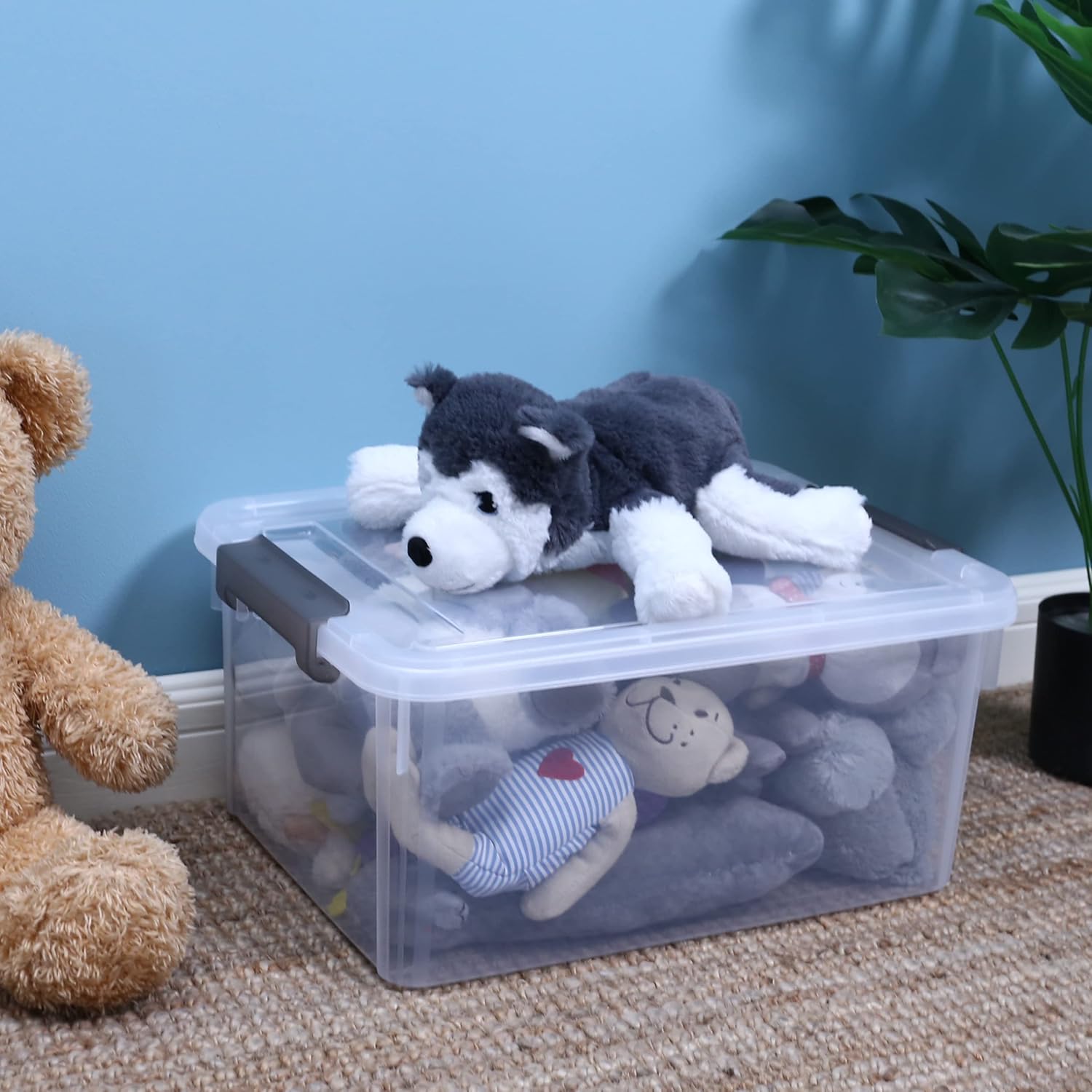 Citylife 6 Packs 17 QT Plastic Storage Bins with Lids Large Stackable Storage Containers for