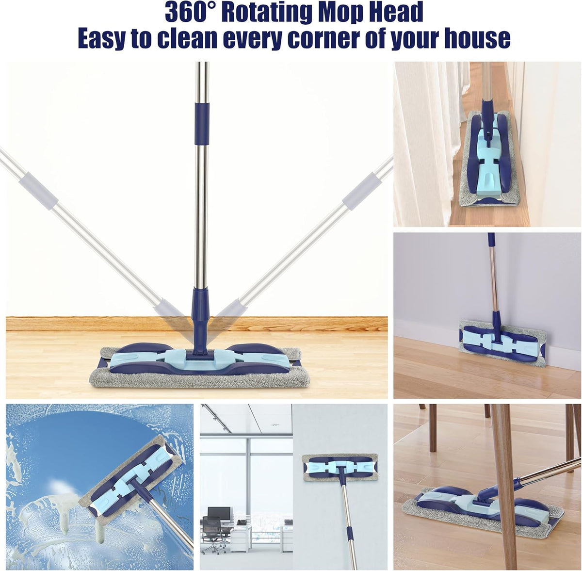 MEXERRIS Microfiber Floor Mop for Hardwood Laminate Tile Floor Cleaning: Stainless Steel Handle - 4
