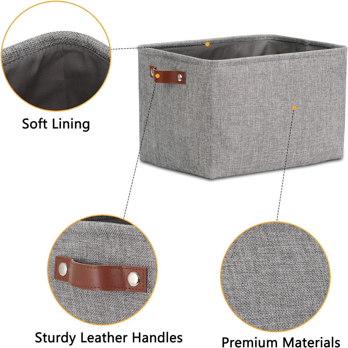 DULLEMELO Medium Storage Baskets for Organizing, Rectangular Fabric Storage Bins Collapsible