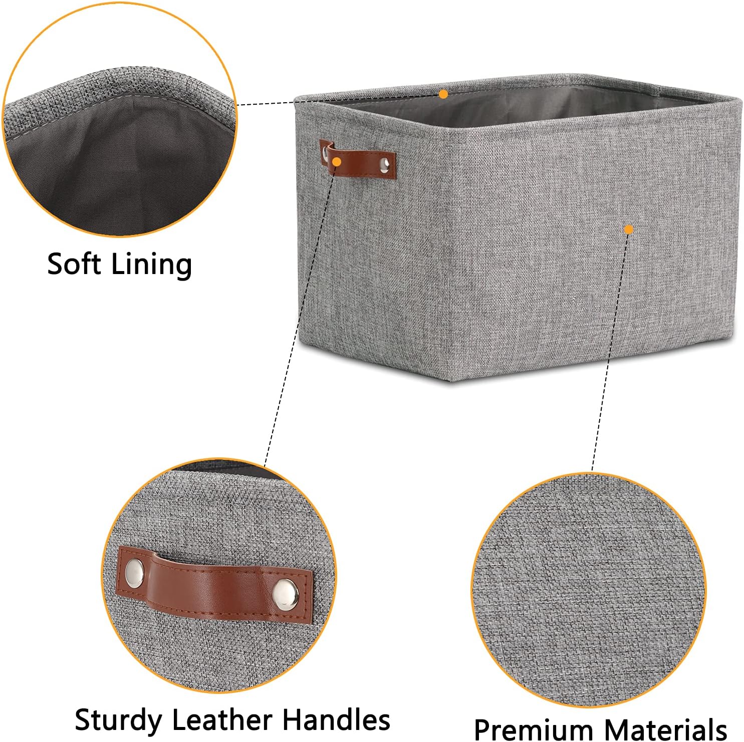DULLEMELO Medium Storage Baskets for Organizing, Rectangular Fabric Storage Bins Collapsible