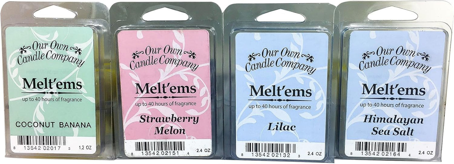 Our Own Candle Company Premium Wax Melt, Coconut Banana, Himalayan Sea Salt, Lilac, and Strawberry