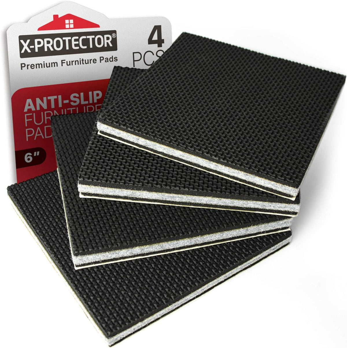 X-PROTECTOR Non Slip Furniture Pads – 4 PCS Premium Furniture Grippers 6"! Best SelfAdhesive Rubber
