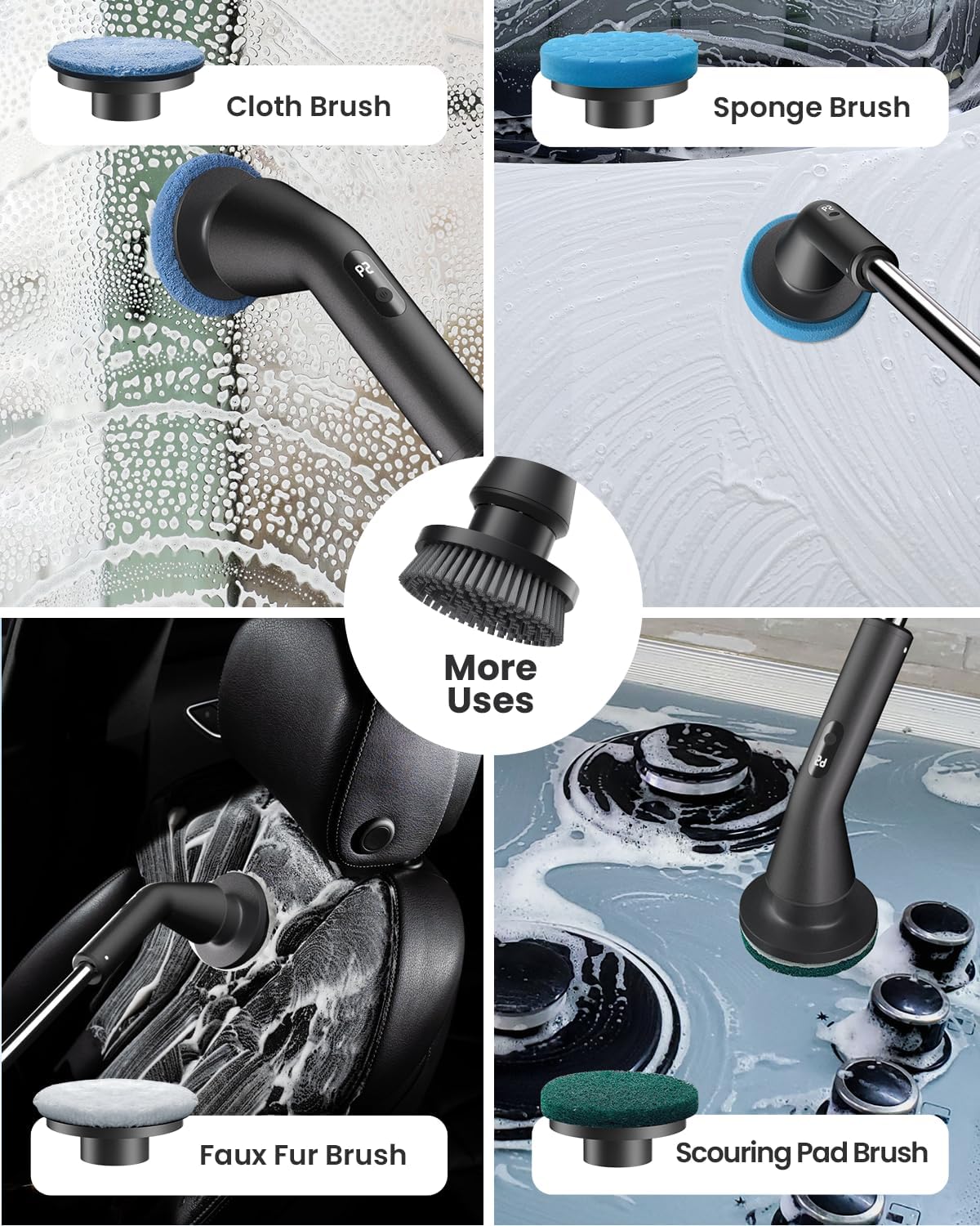 Electric Spin Scrubber, 2025 New Cordless Cleaning Brush for Home, IPX7 Waterproof Spin Scrubber