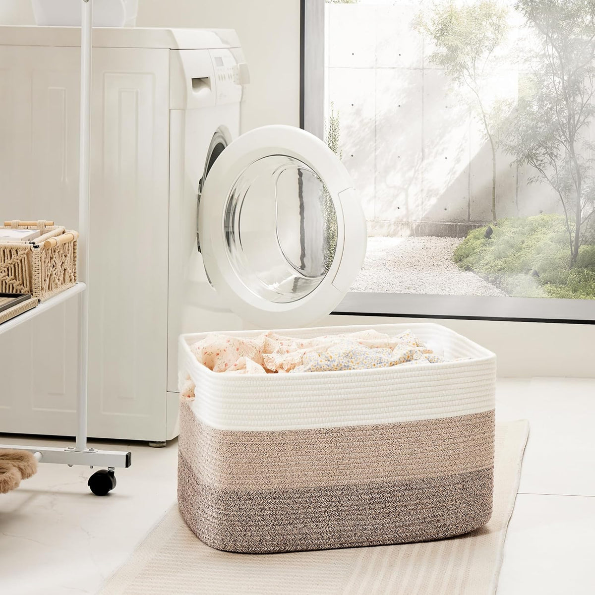 Blanket Basket,Rectangle Woven Baskets for Storage,65L Laundry Basket for Decorative Nursery