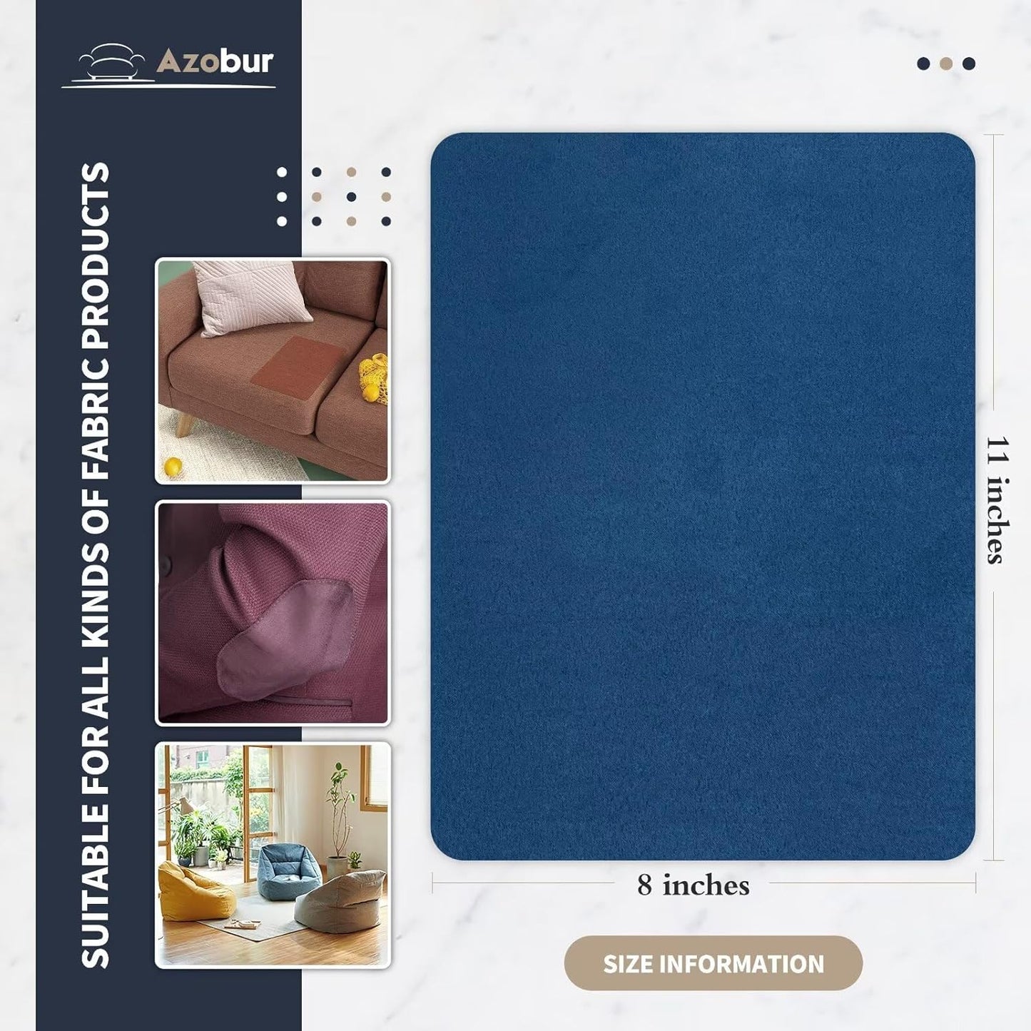 Azobur Velvet Patch,Self-Adhesive Rectangular Flannel Fabric Patch,Multicolor Available Anti