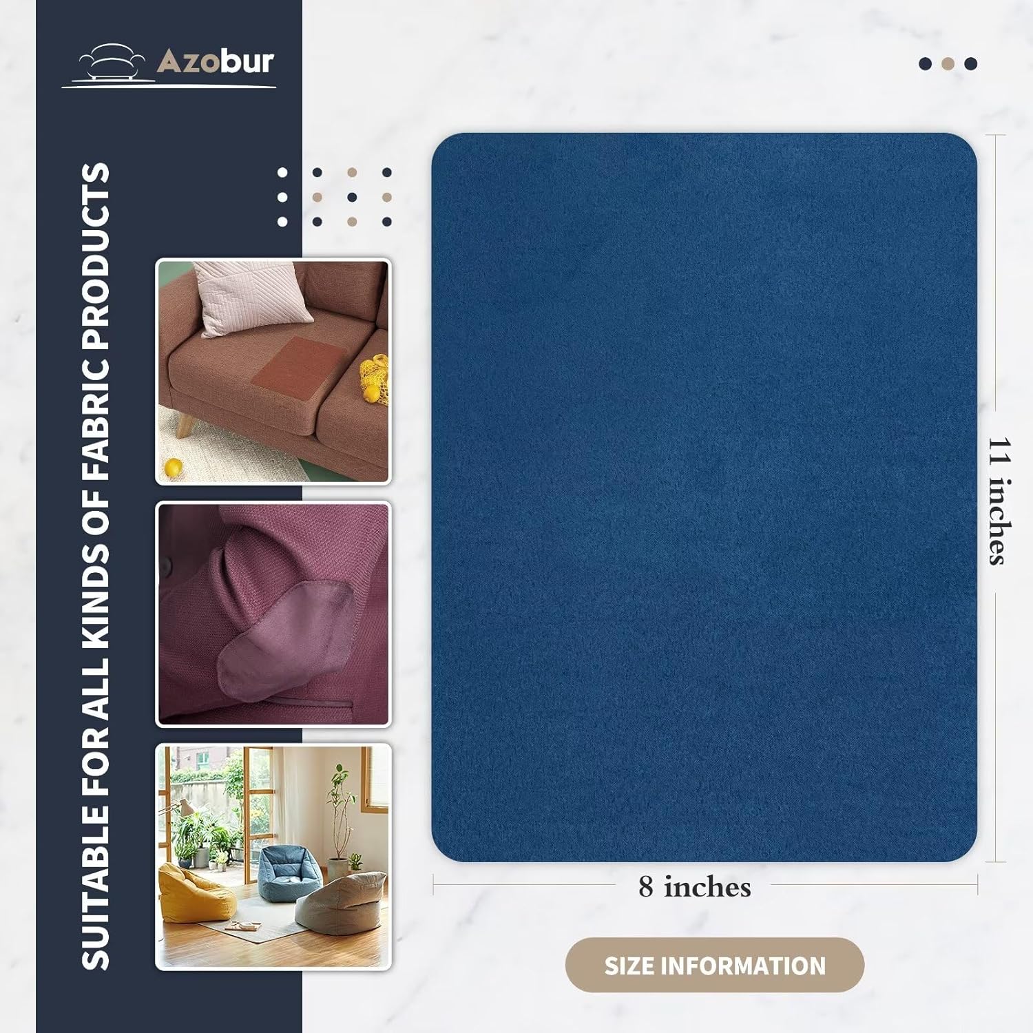Azobur Velvet Patch,Self-Adhesive Rectangular Flannel Fabric Patch,Multicolor Available Anti