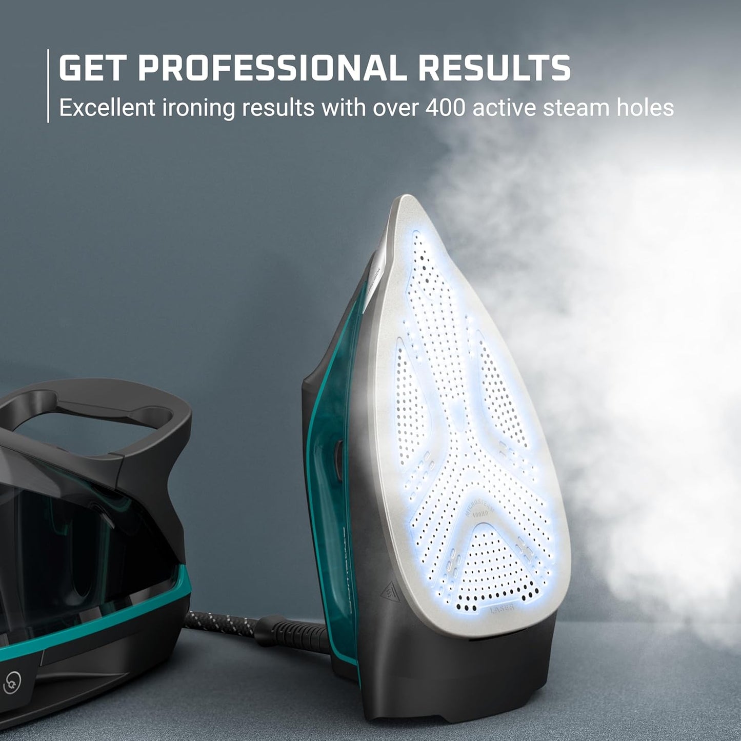 Rowenta Iron for Clothes, High Pressure Steamer Iron with Boiler System, 400 Steam Holes, Vertical