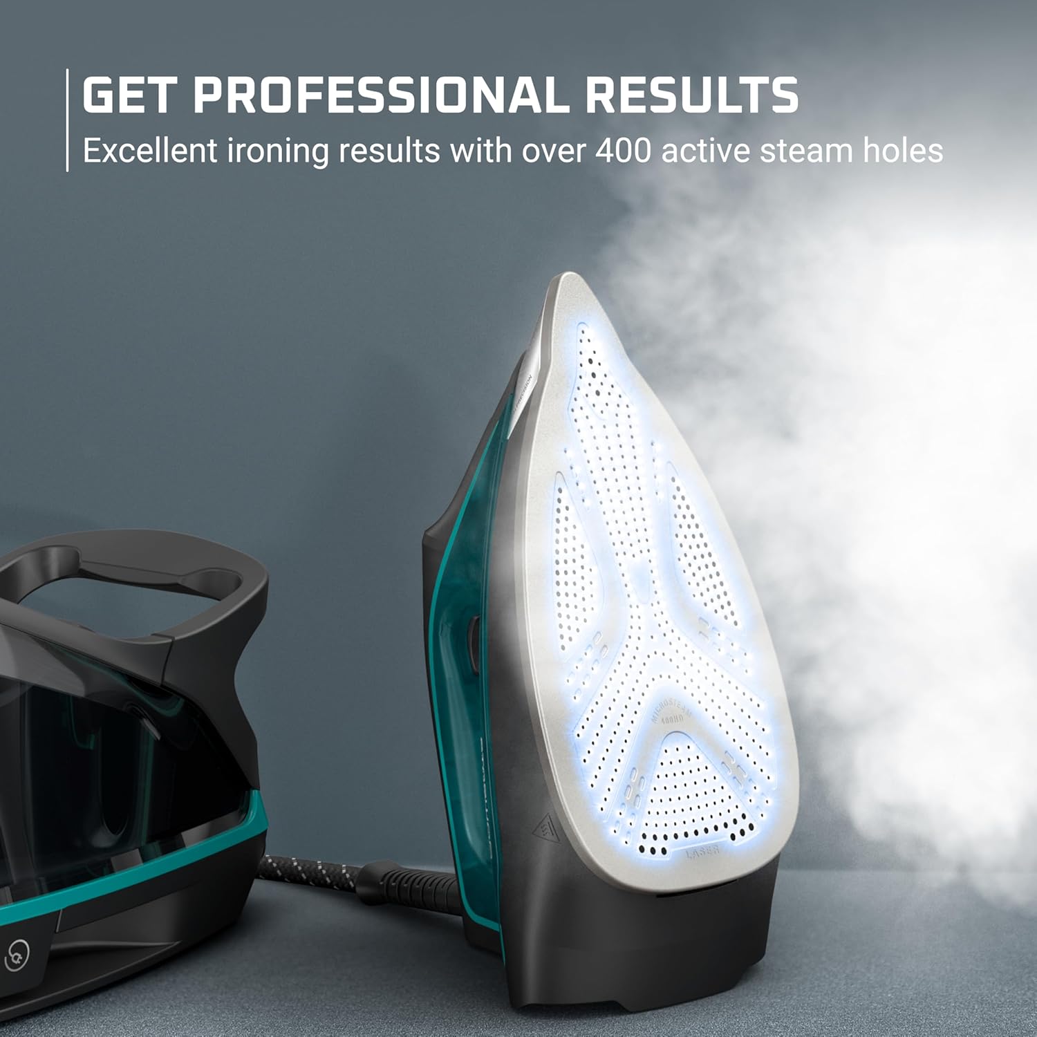 Rowenta Iron for Clothes, High Pressure Steamer Iron with Boiler System, 400 Steam Holes, Vertical