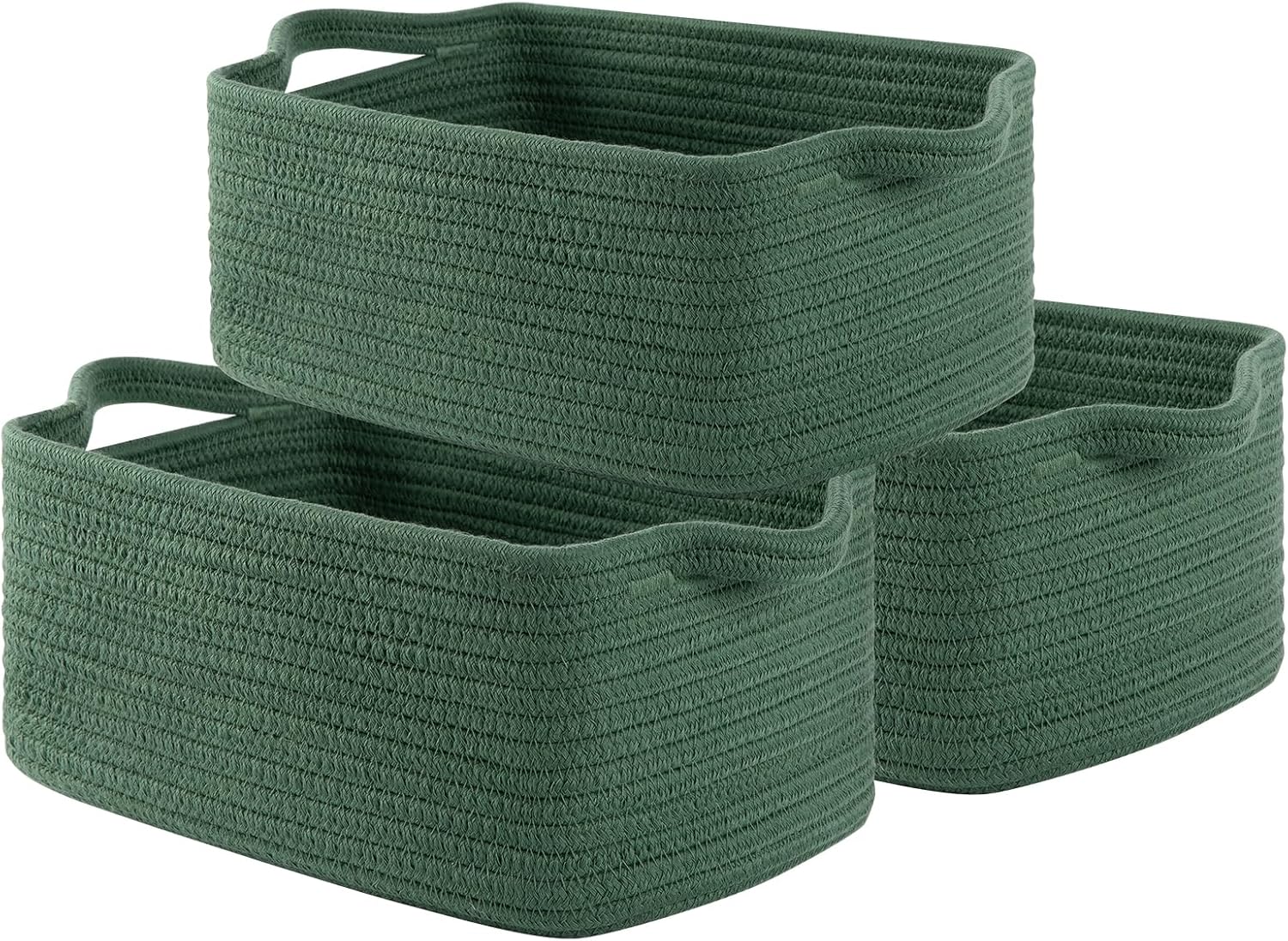OIAHOMY Cotton Rope Woven Baskets for Storage, Nursery Rectangle Storage Basket with Handles for