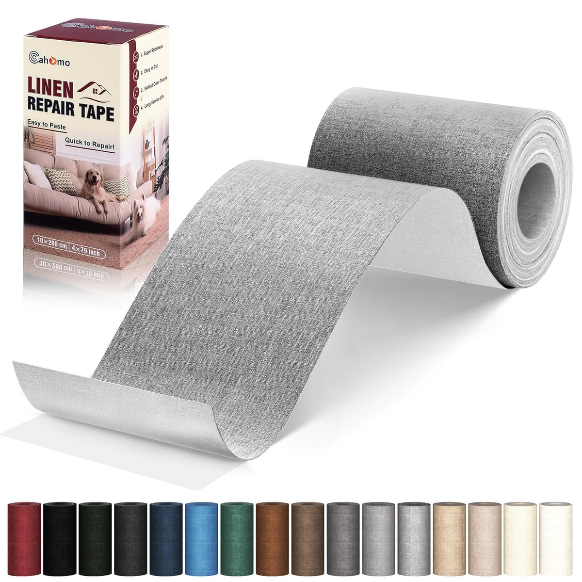 Linen Repair Tape 4x79 inch, Self Adhesive Fabric Patches, Linen Patch Tape Kit, Fabric Repair Tape