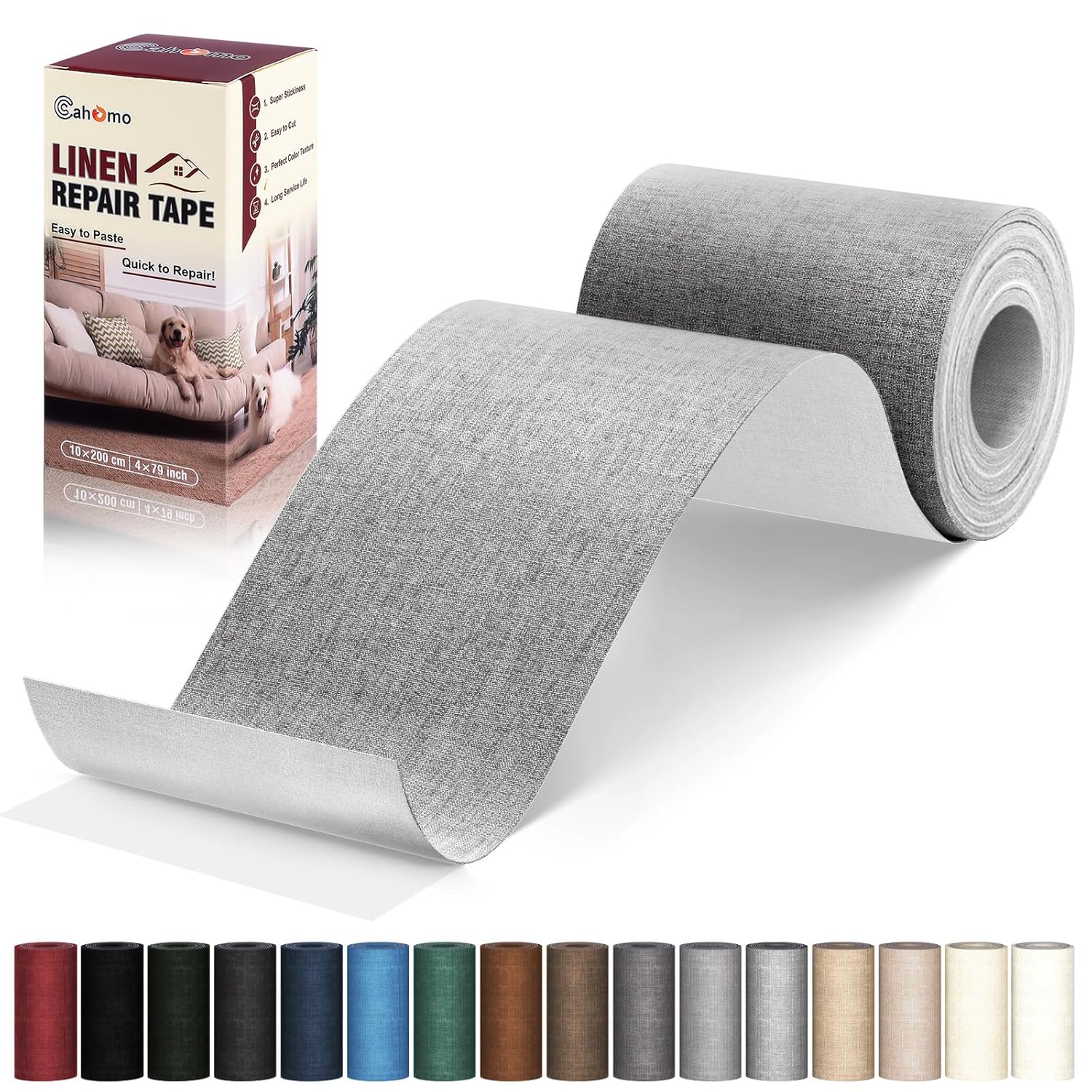 Linen Repair Tape 4x79 inch, Self Adhesive Fabric Patches, Linen Patch Tape Kit, Fabric Repair Tape