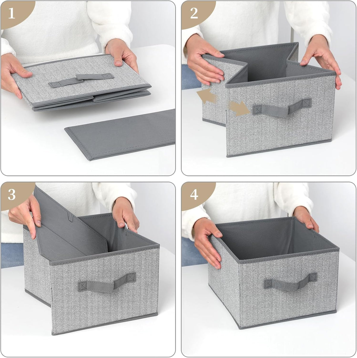 Storage Baskets, 11-Inch Woven Fabric Bins, Storage Cubes with Reinforced Handles, Organizer Bins