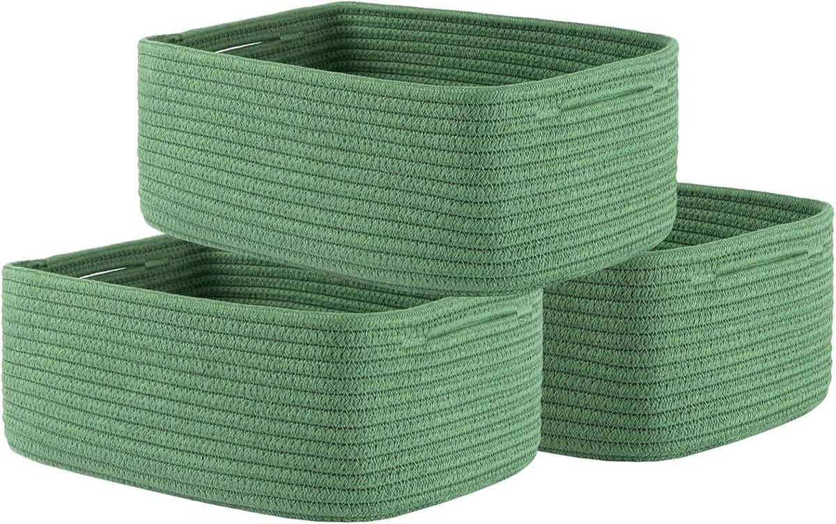 Small Woven Basket, 13.5 x 9.5 x 5 Inches, Storage Basket for Organizing, Cute Small Rope Shelf