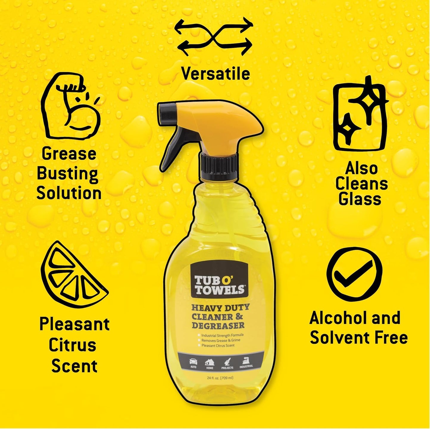 Tub O' Towels Heavy Duty Cleaner and Degreaser Spray Helps in Removing Oil Tar Paint Dirt Caulk