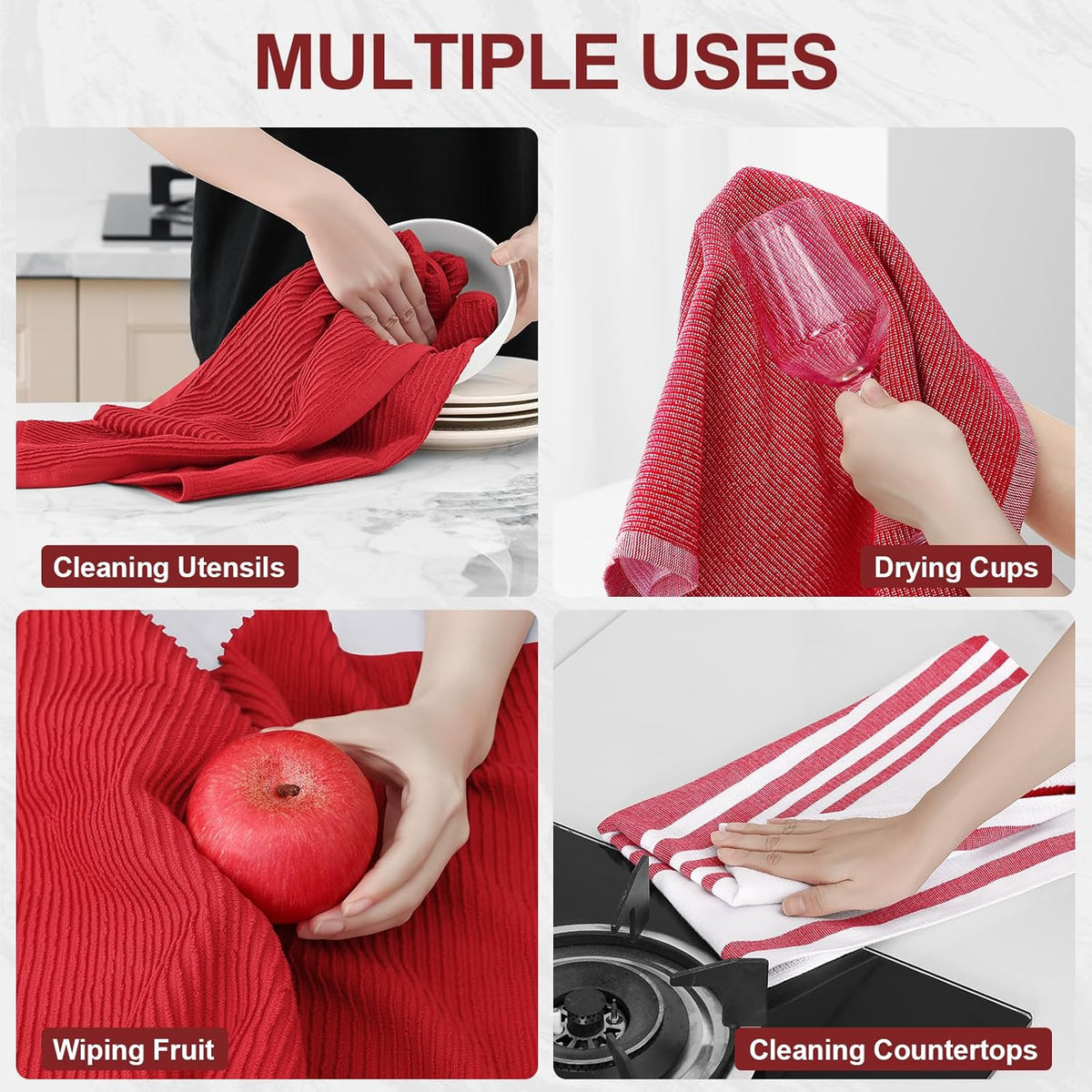 Homaxy Premium Kitchen Towels(18”x 28”, 3 Pack), Large Cotton 380 GSM Kitchen Hand Towels, Soft and