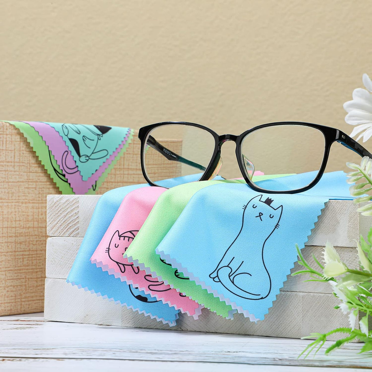 Sinmoe 20 Pcs Microfiber Cleaning Cloth Cute Kitty Cat Design Microfiber Cloth Gift Soft Multicolor