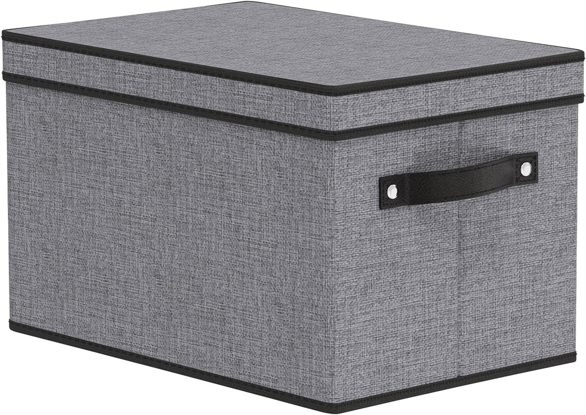 Storage Boxes, 15 x 9.8 x 8.3 Inch Baskets for Organizing with Lids, Fabric Bins with Handles