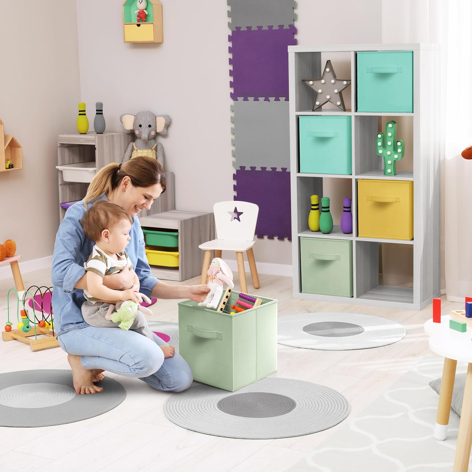Sorbus Storage Cubes - 11" Foldable Storage Bins with Handle for Nursery, Playroom, Closet