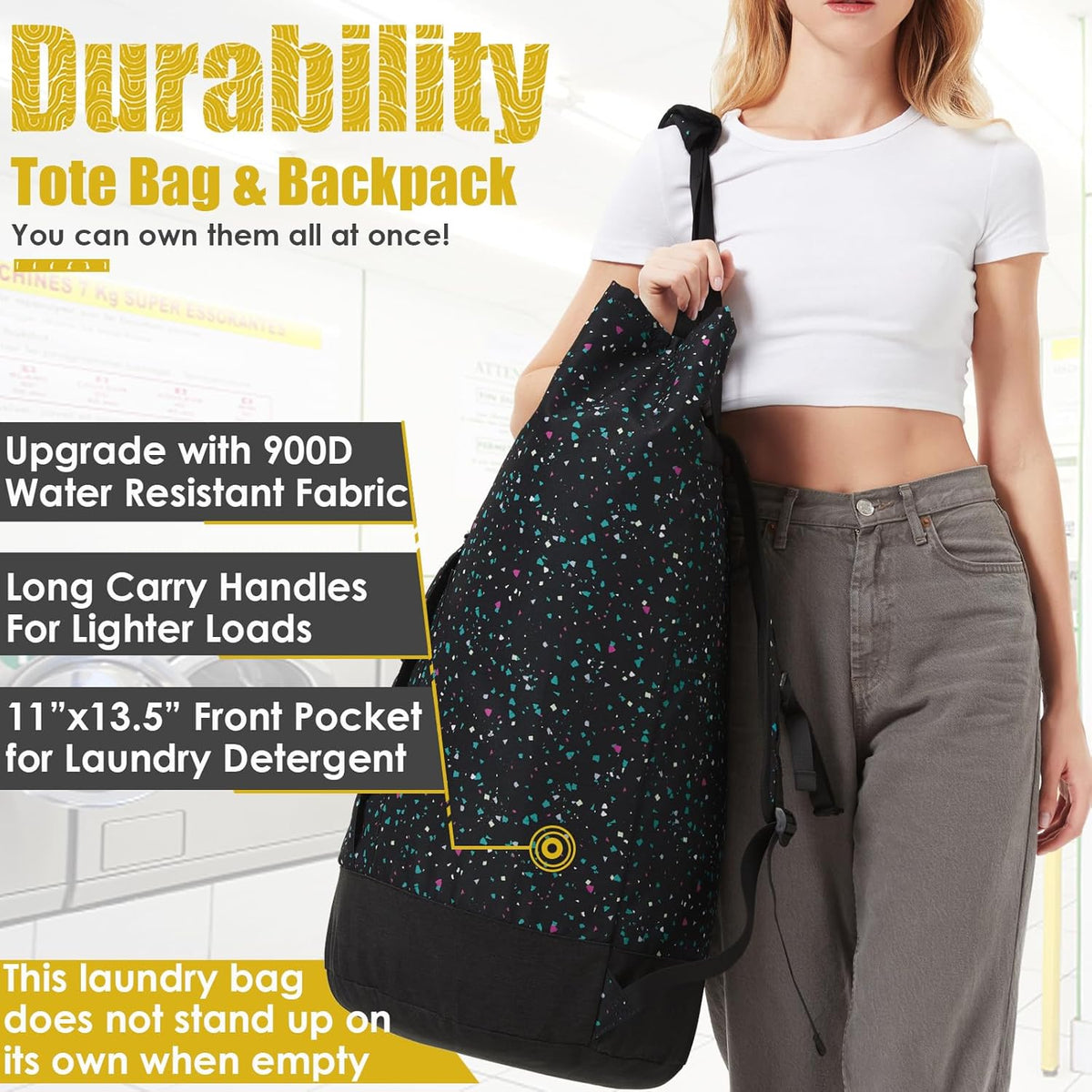Laundry Backpack 115L, Heavy Duty Laundry Bag with Shoulder Straps, Backpack Laundry Bags for