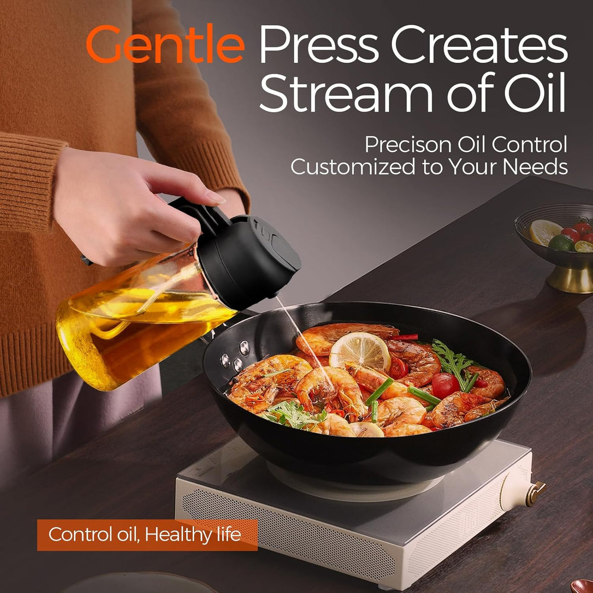 YARRAMATE 2Pcs 16oz/470ml Olive Oil Dispenser, Food-grade 2 in 1 Oil Glass Sprayer for Cooking