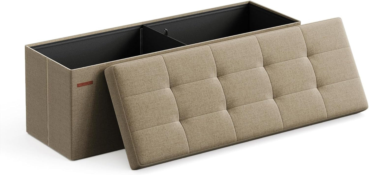 SONGMICS MAZIE Collection - 43 Inches Folding Storage Ottoman Bench, Ottoman Foot Rest, End of Bed