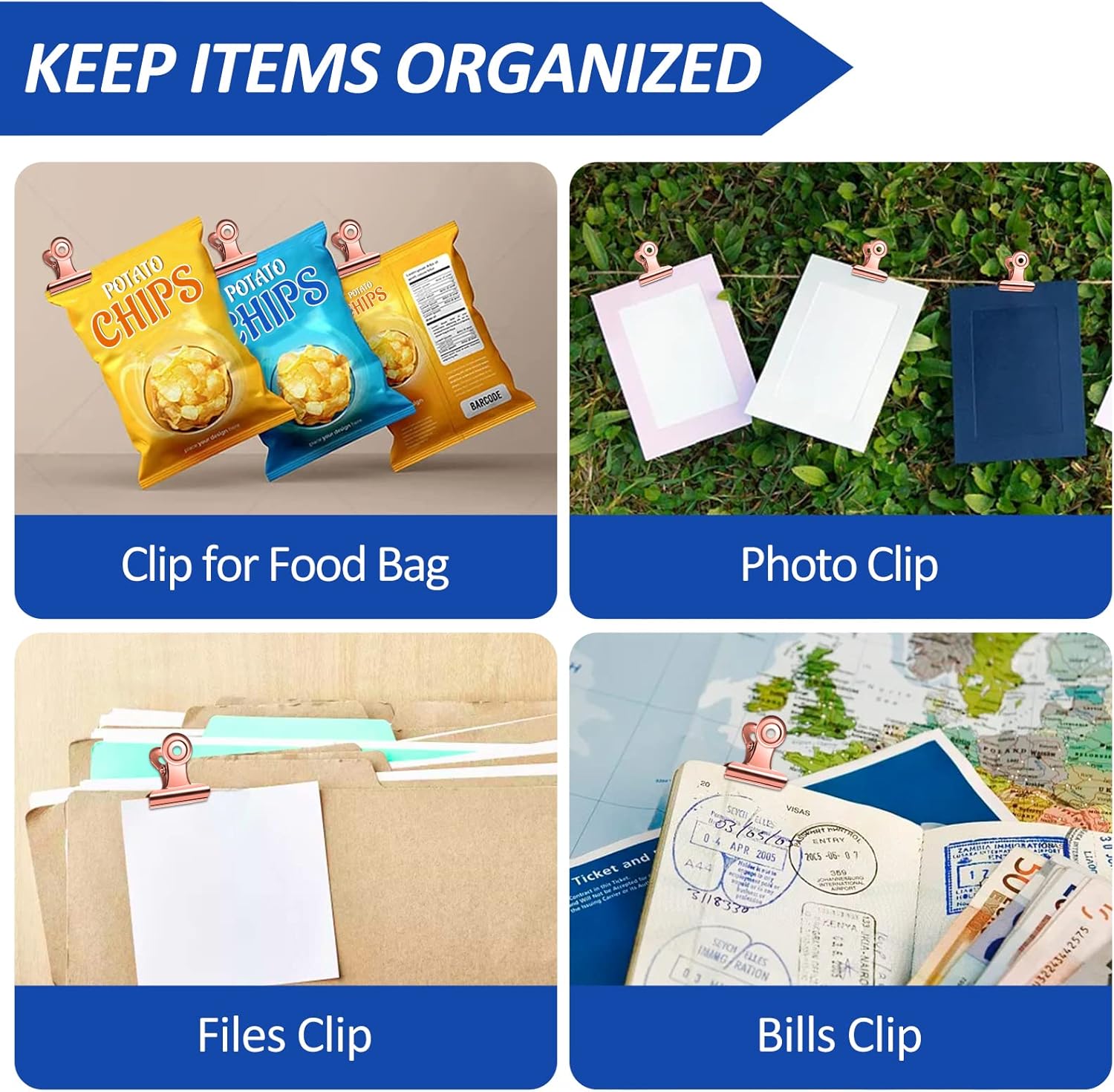 30 Pack Small Bull Clips 0.87 Inch Mini Metal Hinge Clips Binder Paper Hinge Clip for Office, Home
