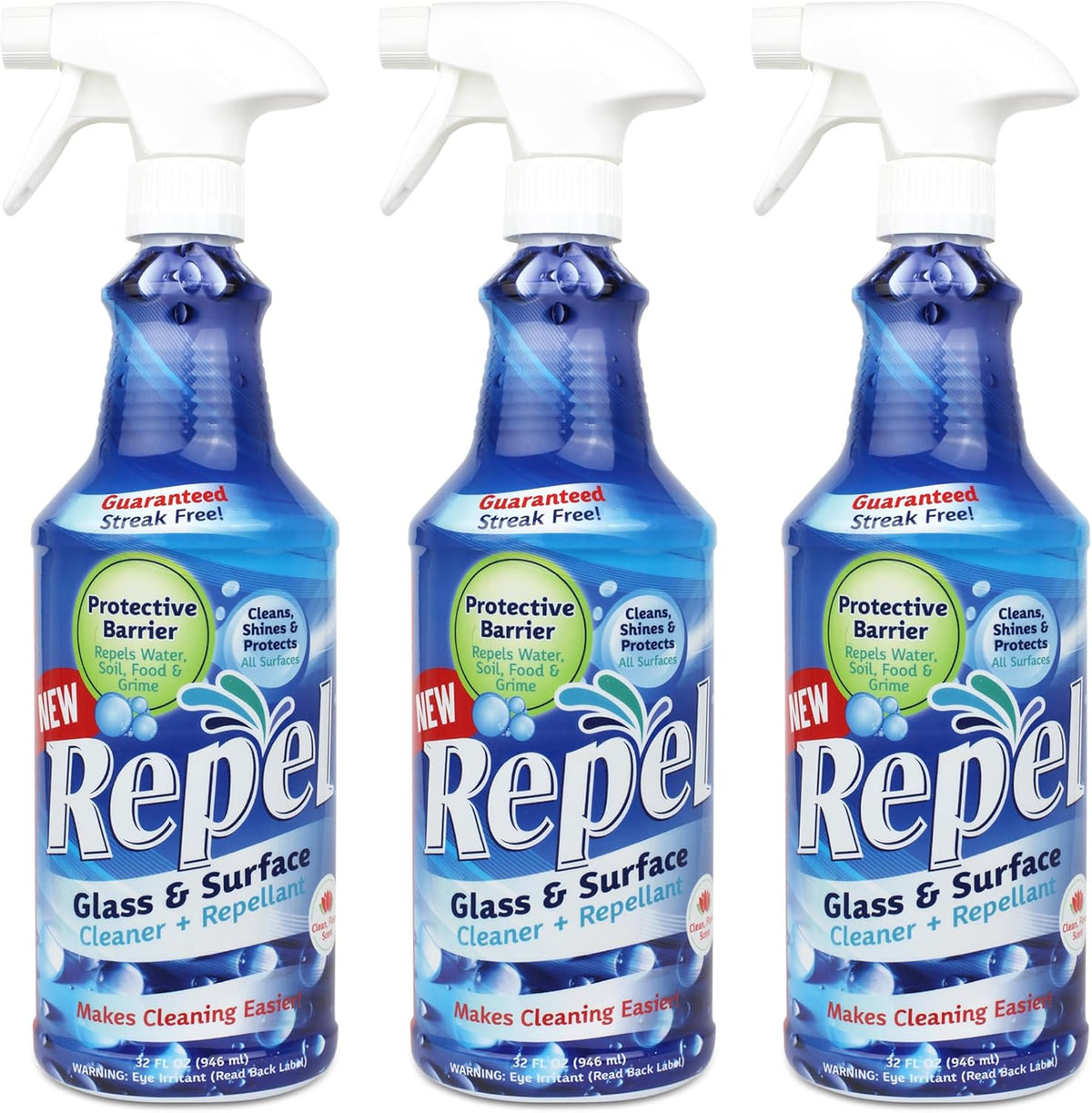 Clean-X REPEL Glass & Surface Cleaner 32 fl. oz. - Cleans & Repels water spots and dirt on glass